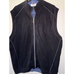 Tommy Bahama Reversible Vest Mens XL Black Blue Full Zip Marlin Logo Cotton